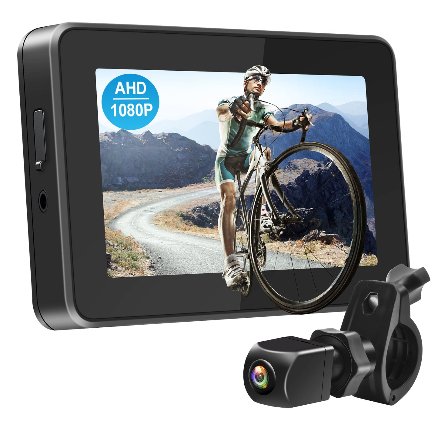 PARKVISION Bike Mirror,1080P AHD Bicycle Rear View Camera with 4.3''Screen Night Vision with 110°Appropriate Angle for Most Bikes