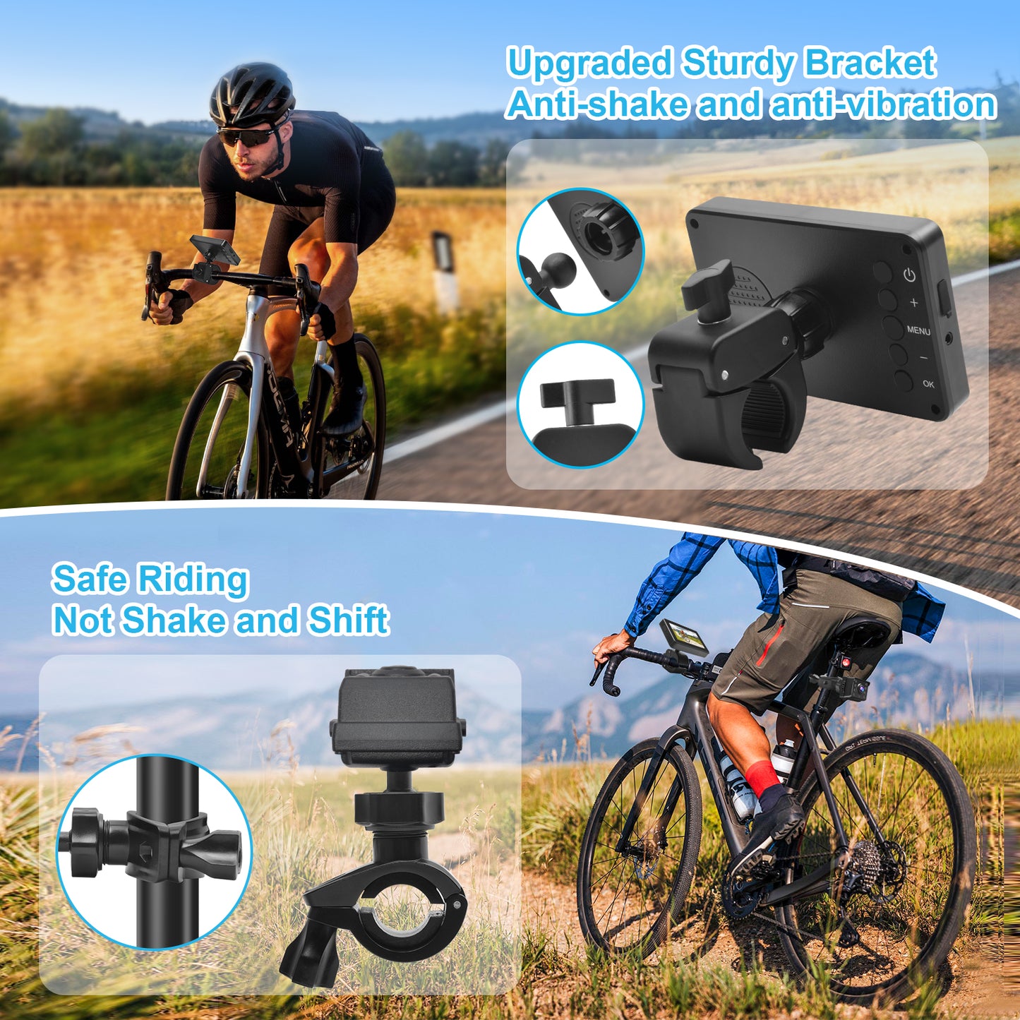 PARKVISION 1080P Bike Mirror Camera with 8-LED Night Vision,110° view with 4.3" Screen,Adjustable Rotatable Bracket for Bikes,Ebikes