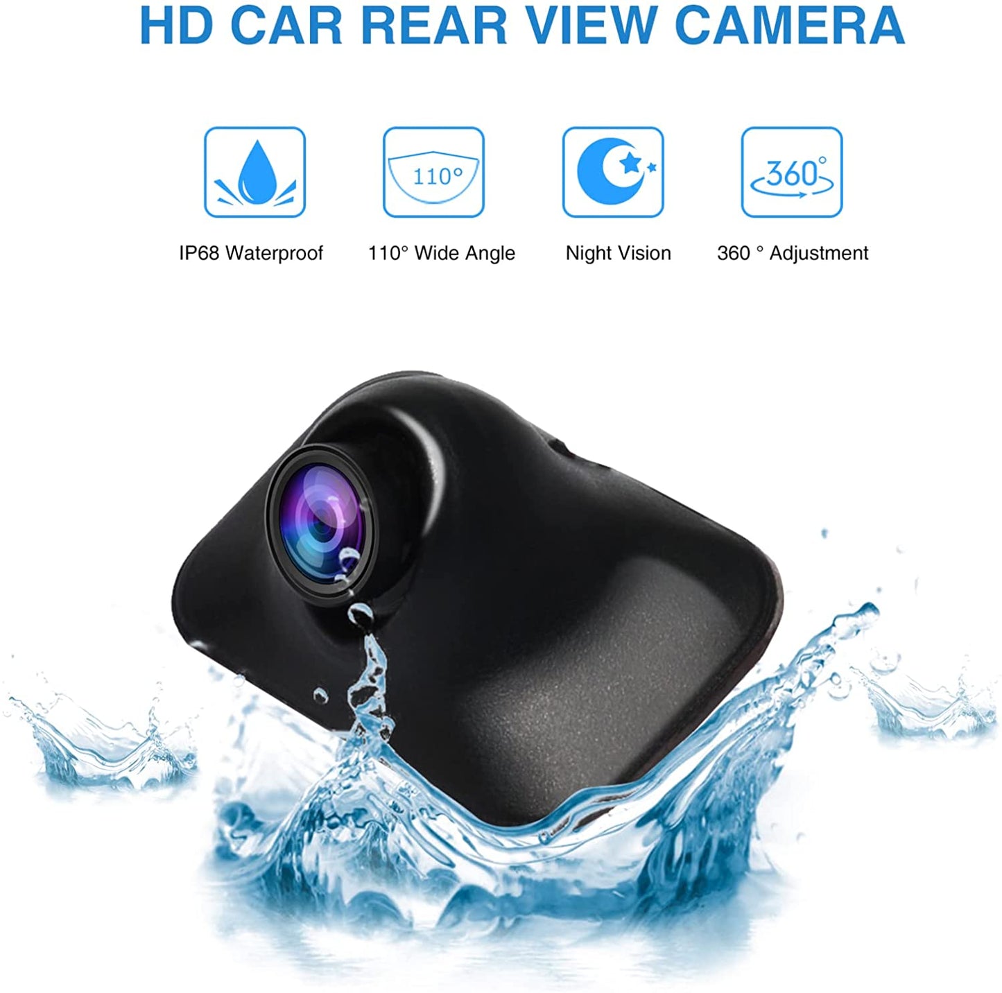 PARKVISION Mini Car Side View Camera,Paste installation,Upside Down Flip Image Function without Guideline