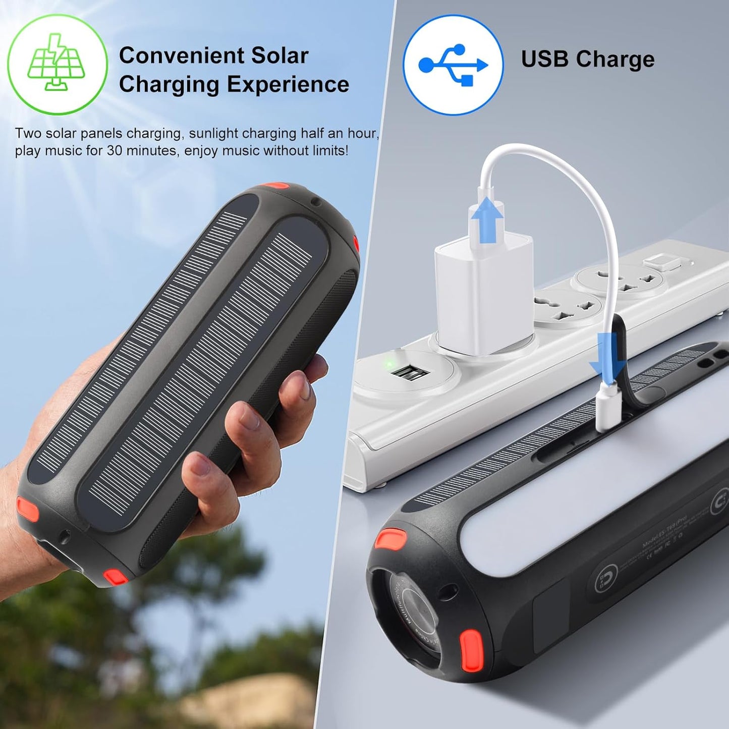 PARKVISION Magnetic Bluetooth Speaker for Golf Cart IPX7 Waterproof Built-in 5000mAh Battery 30W Loud with Bass-24 Hour Battery