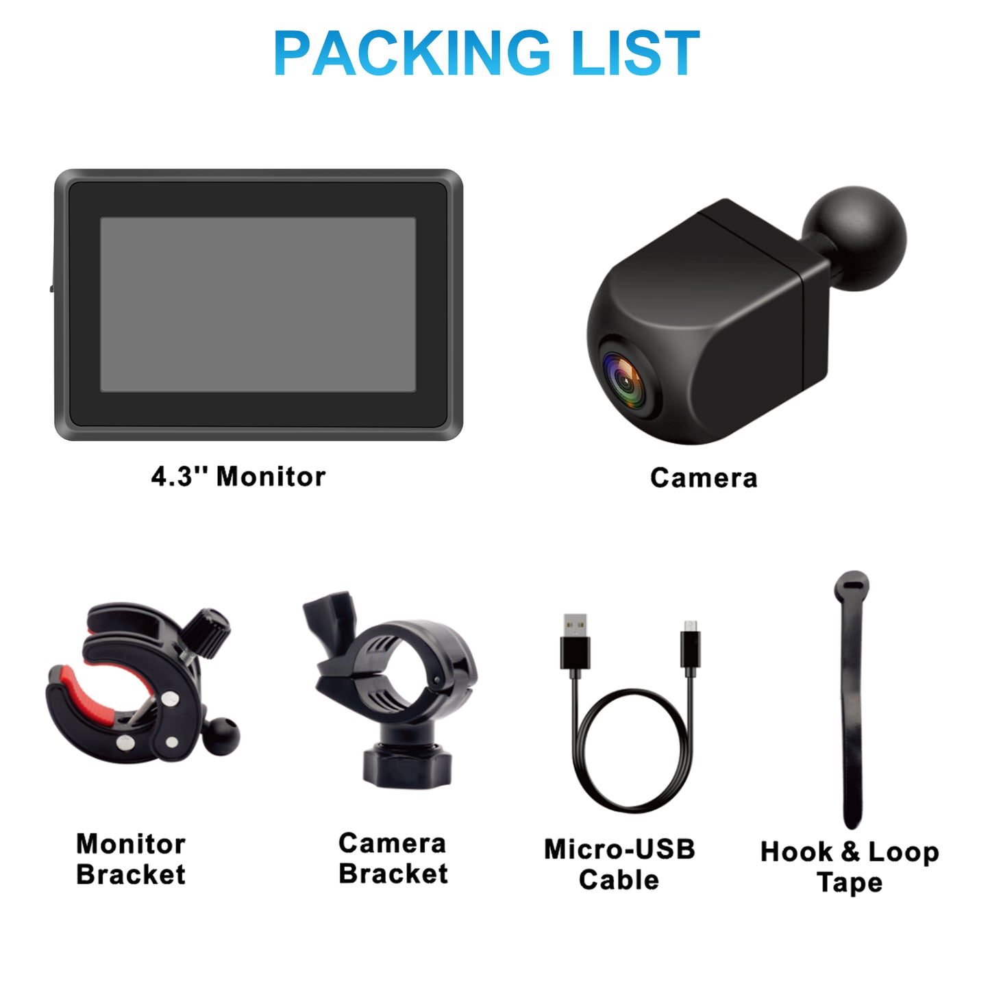 PARKVISION Bike Mirror,1080P AHD Bicycle Rear View Camera with 4.3''Screen Night Vision with 110°Appropriate Angle for Most Bikes