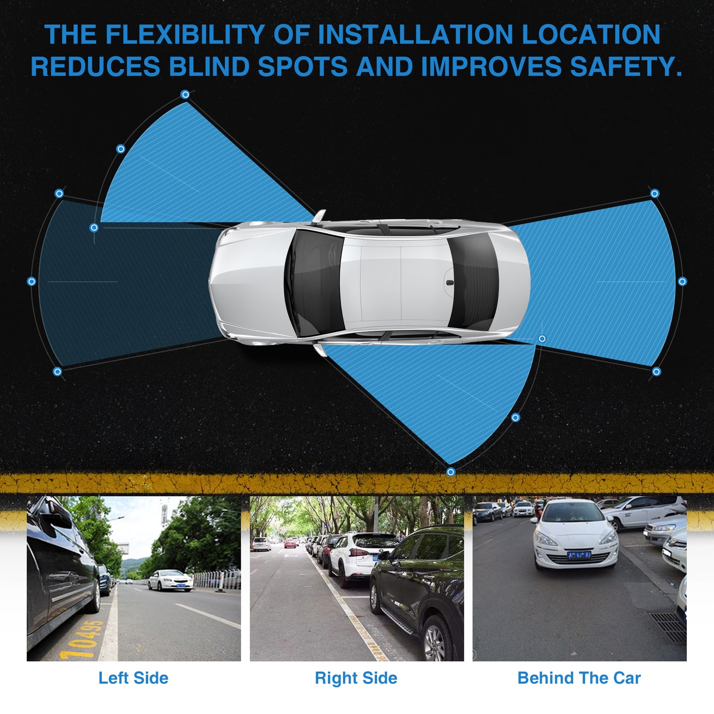 PARKVISION Mini Car Side View Camera,Paste installation,Upside Down Flip Image Function without Guideline