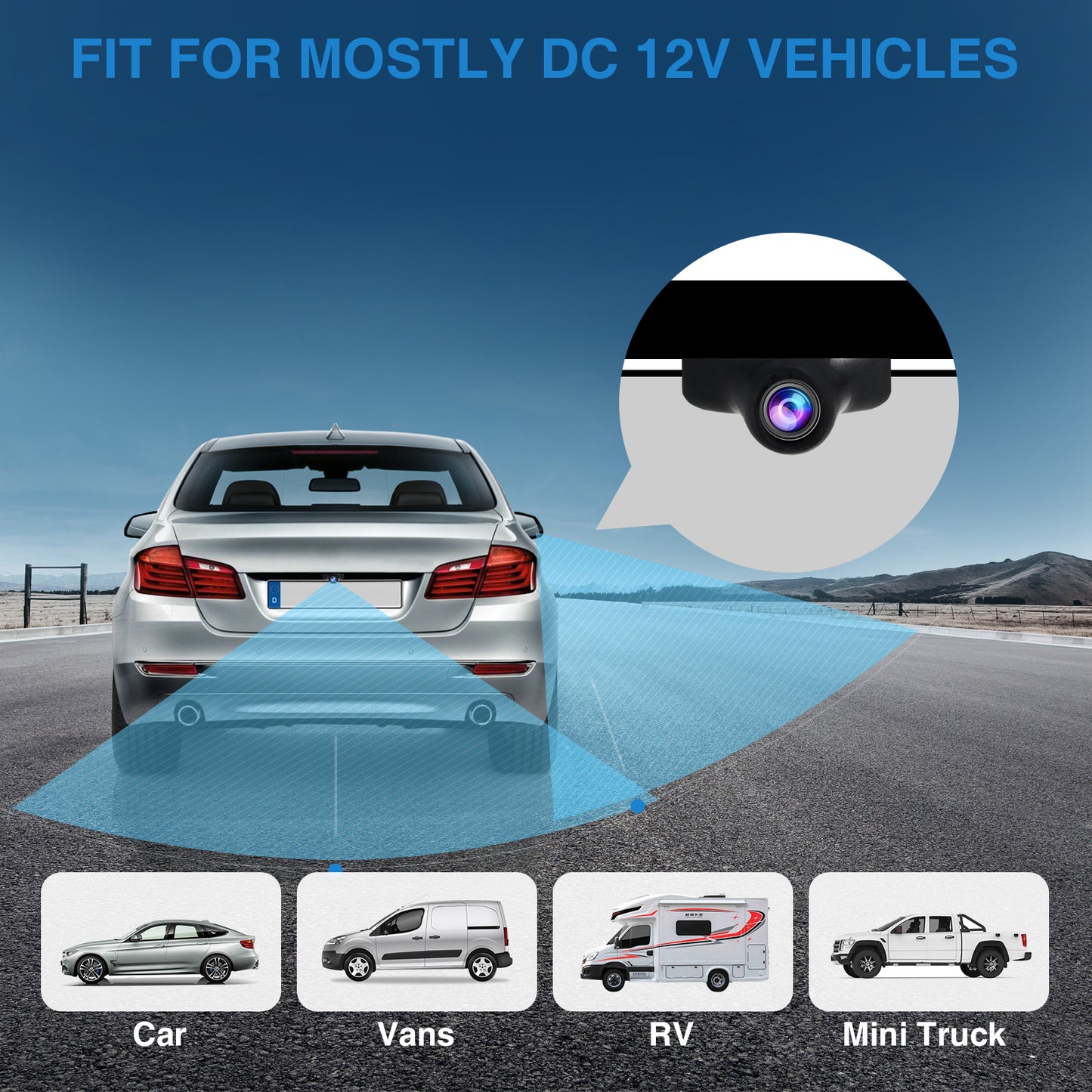 PARKVISION Mini Car Side View Camera,Paste installation,Upside Down Flip Image Function without Guideline