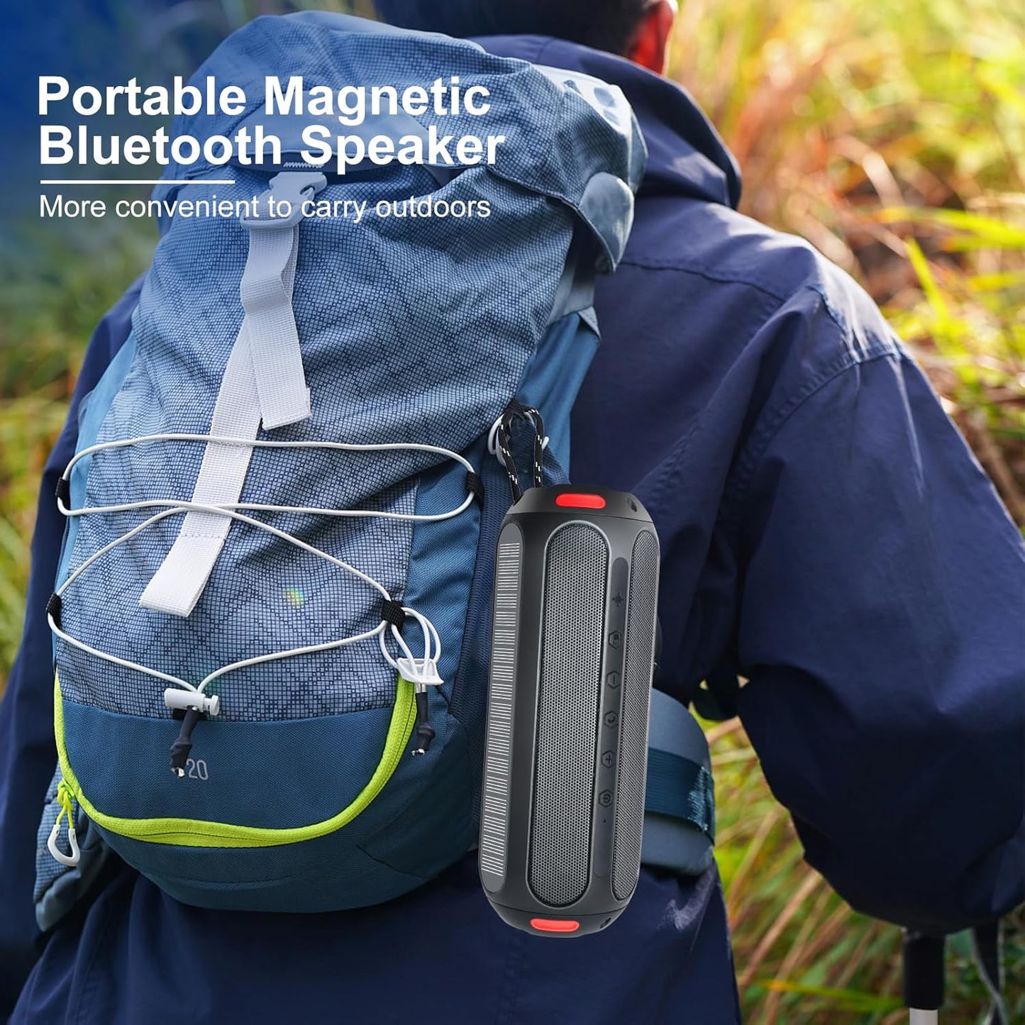 PARKVISION Magnetic Bluetooth Speaker for Golf Cart IPX7 Waterproof Built-in 5000mAh Battery 30W Loud with Bass-24 Hour Battery