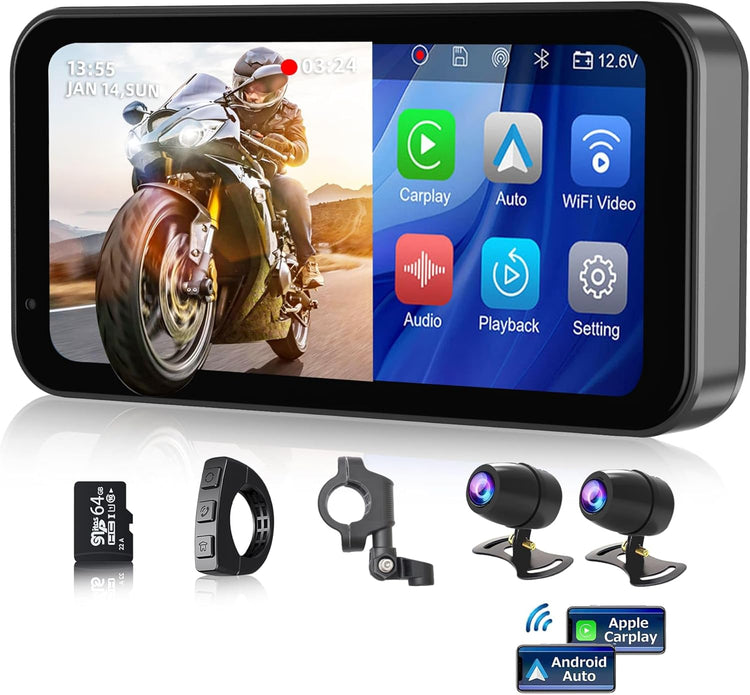 Bicycle Rear View Camera Recorder, 4.3'' 1080P Sunshade Monitor, 8000mAh Batt