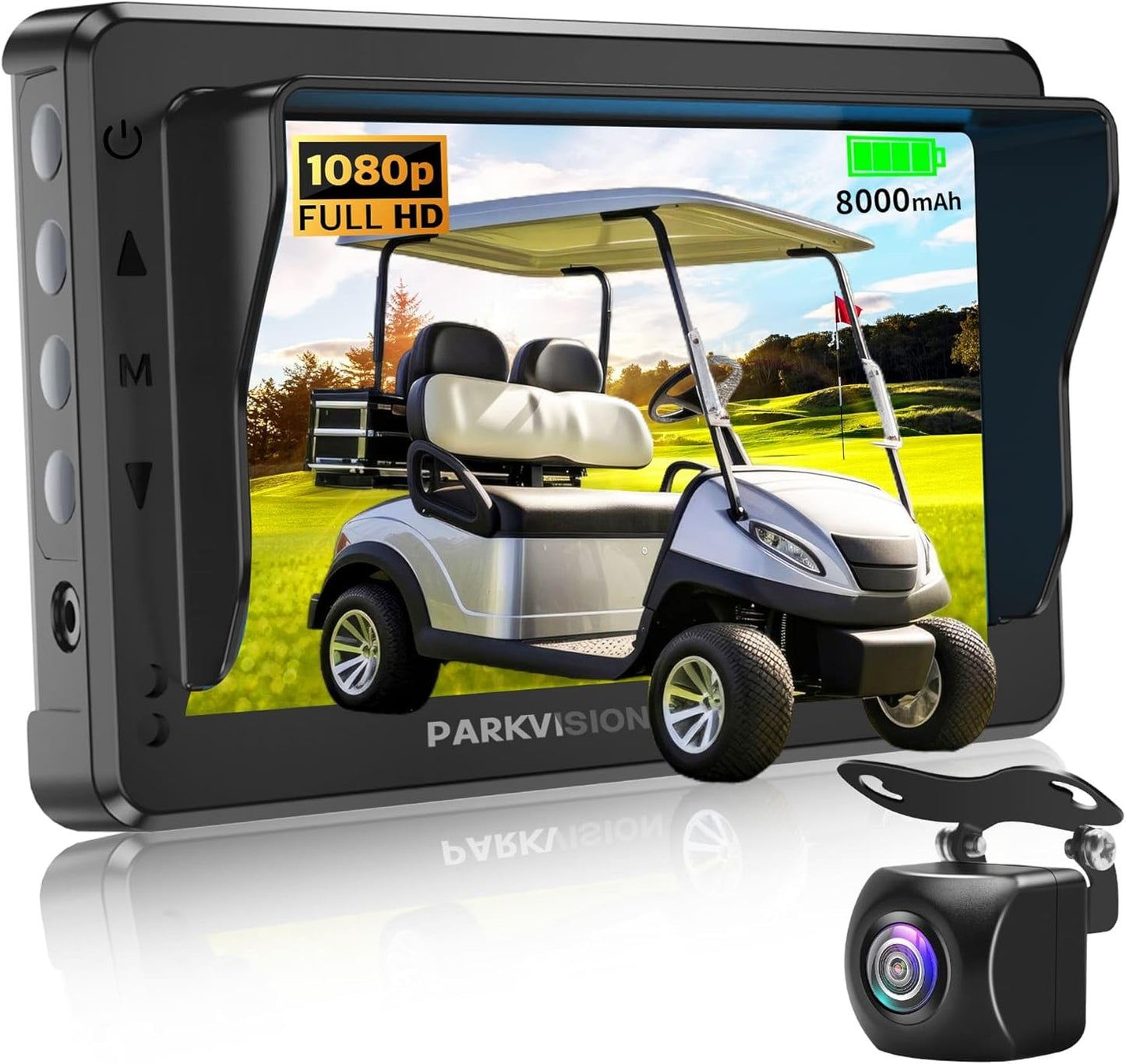 Golf Cart Mirrors Camera with Sunshade, 4.3'' HD 1080P Monitor 8000mah Rechargeable Battery