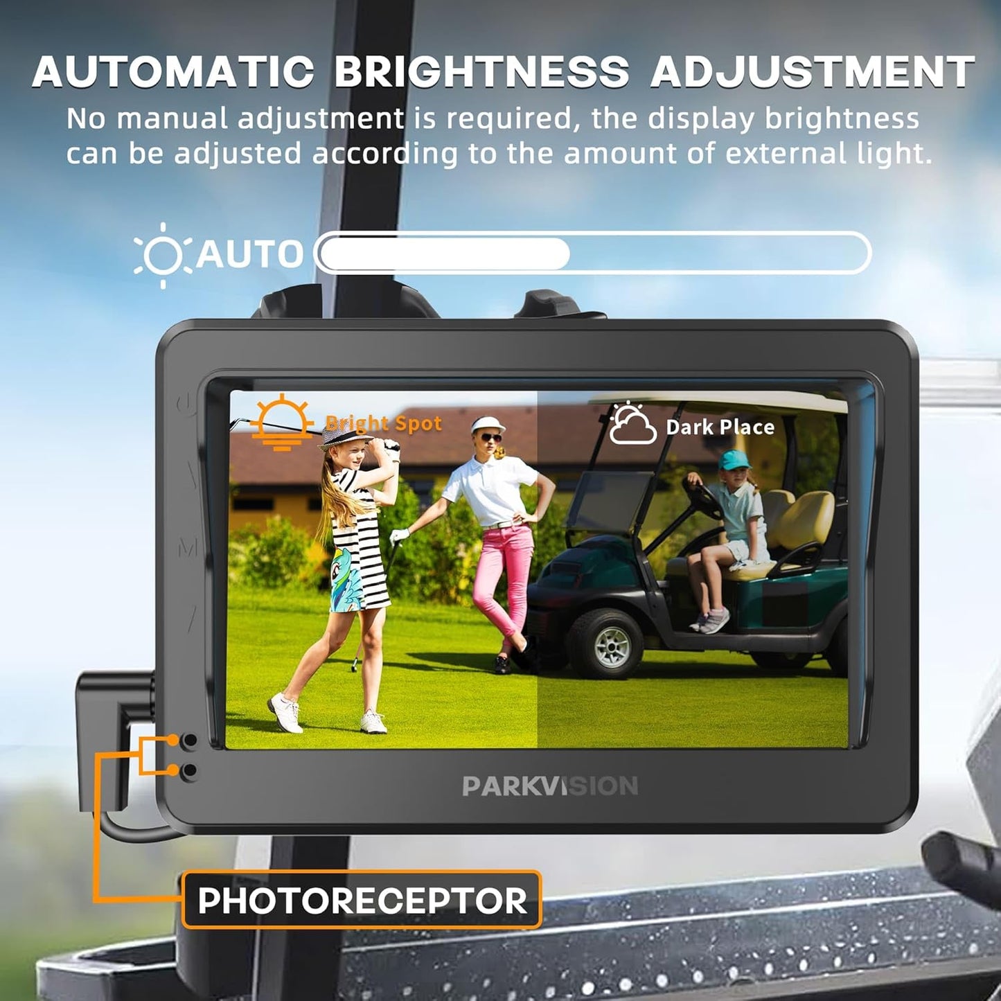 Golf Cart Mirrors Camera with Sunshade, 4.3'' HD 1080P Monitor 8000mah Rechargeable Battery